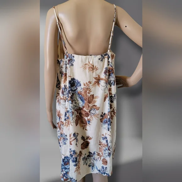 Abercombie & Fitch Linen Floral Slip Dress Square Neck Floral XL - Picture 5 of 8